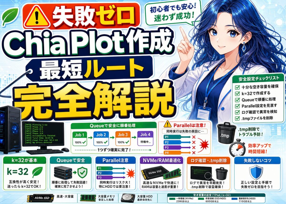 【初心者必見】ChiaマイニングでPlot作成で失敗しないkサイズ