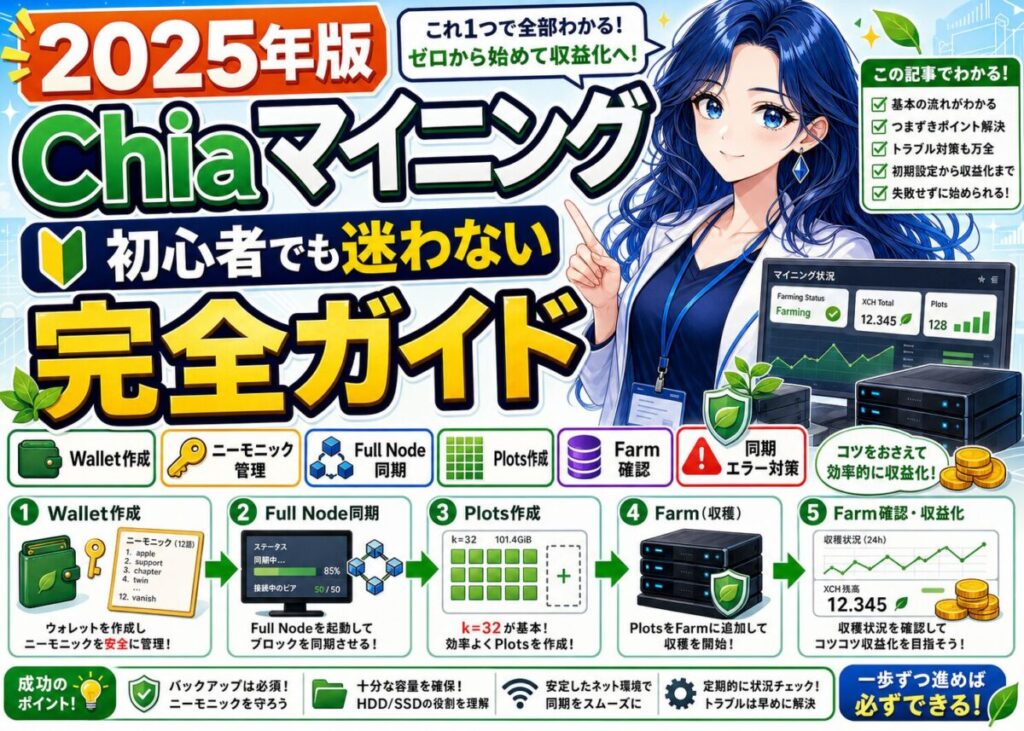 【初心者向け】Chiaマイニング｜基本操作からメニュー紹介まで！