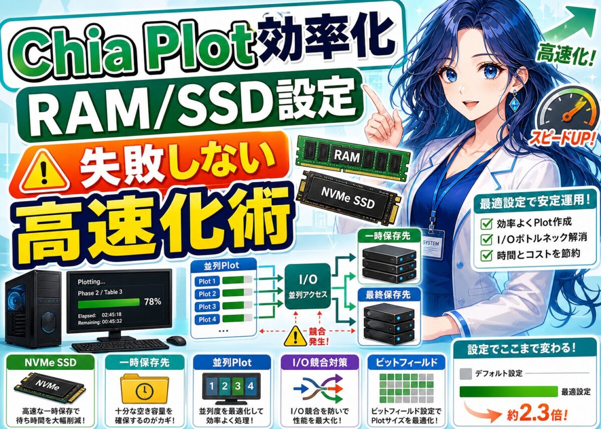 【初心者向け】Chia PLOT最速作成 RAM/SSD/ビットフィールド