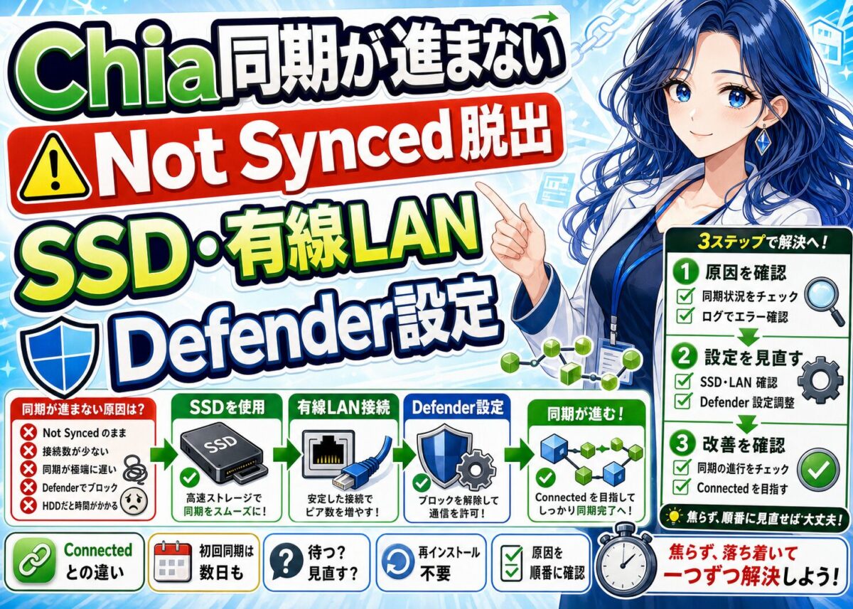 【Chia同期が進まない】Not Syncedから抜け出す同期問題対策