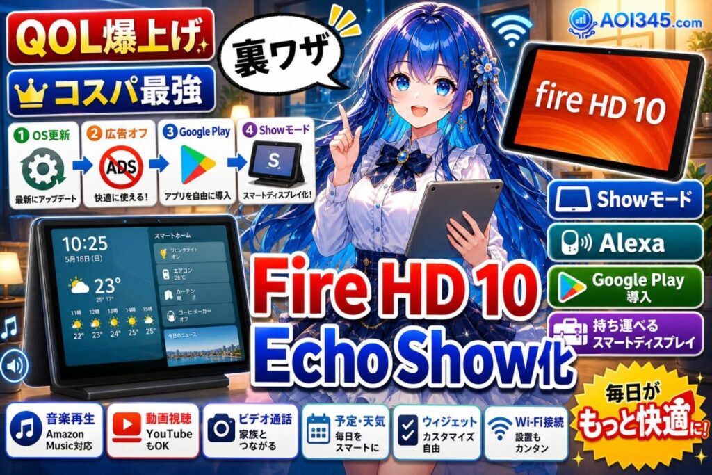 【コスパ最強】Fire HD 10をEchoShow化するGoogle Play導入