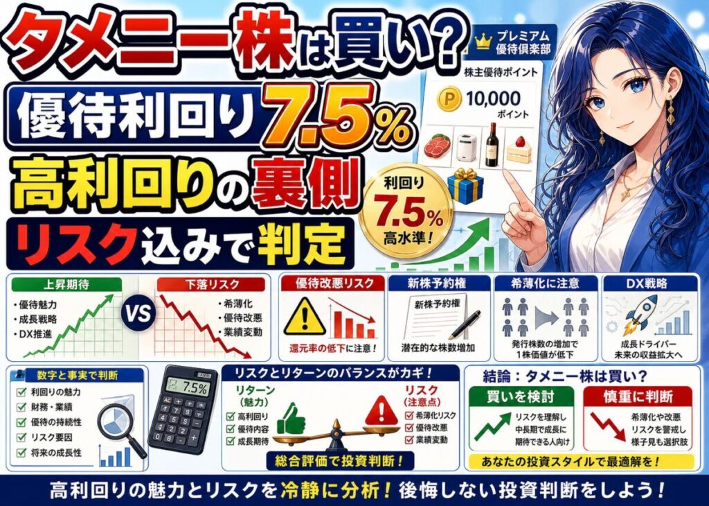 【2025年】タメニー株は買い？高利回り優待と経営リスク