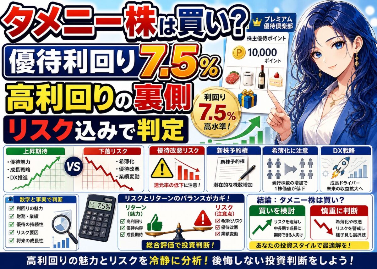 【2025年】タメニー株は買い？高利回り優待と経営リスク