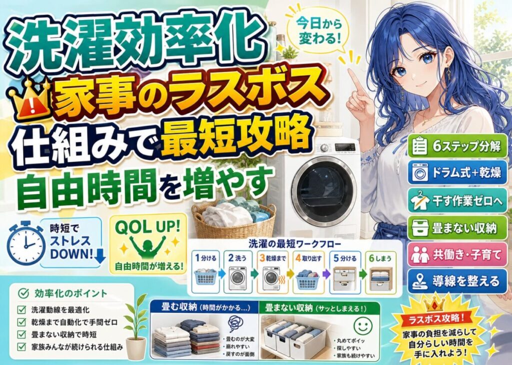 【2025年版】面倒な洗濯がラクに！共働き/子育ての時短洗濯術