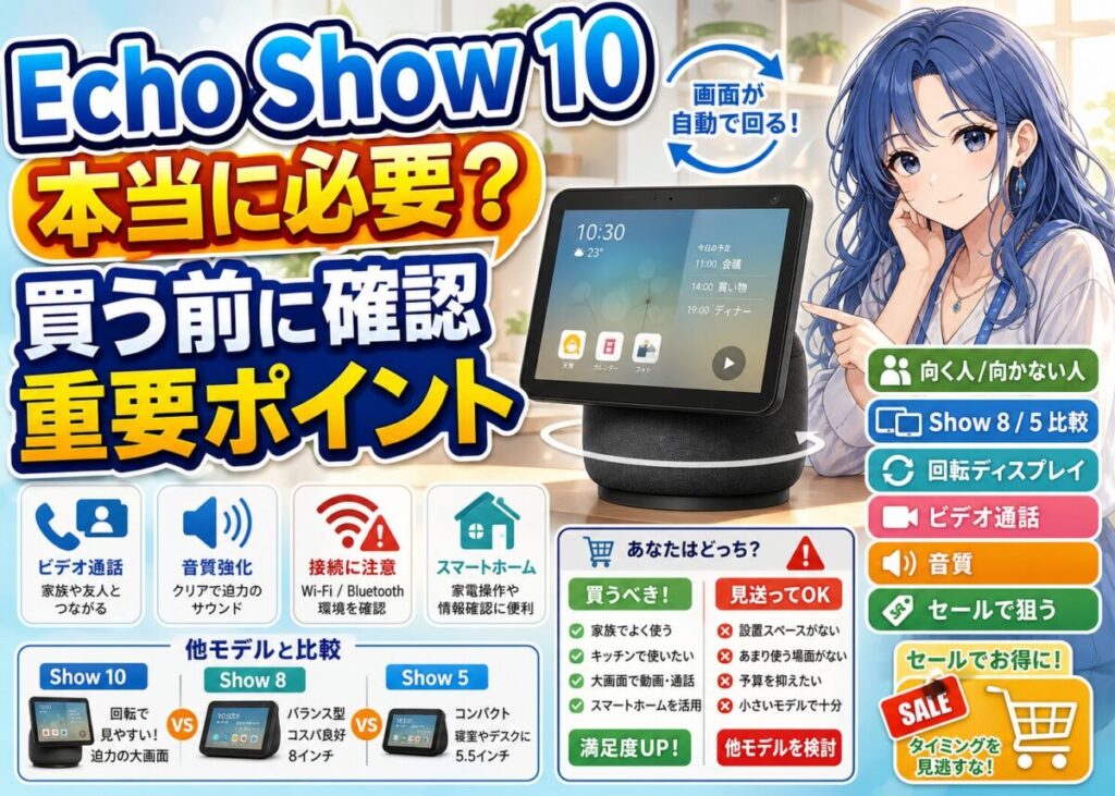 【実機購入レビュー】Echo Show 10を選んだ理由と5/8との違い