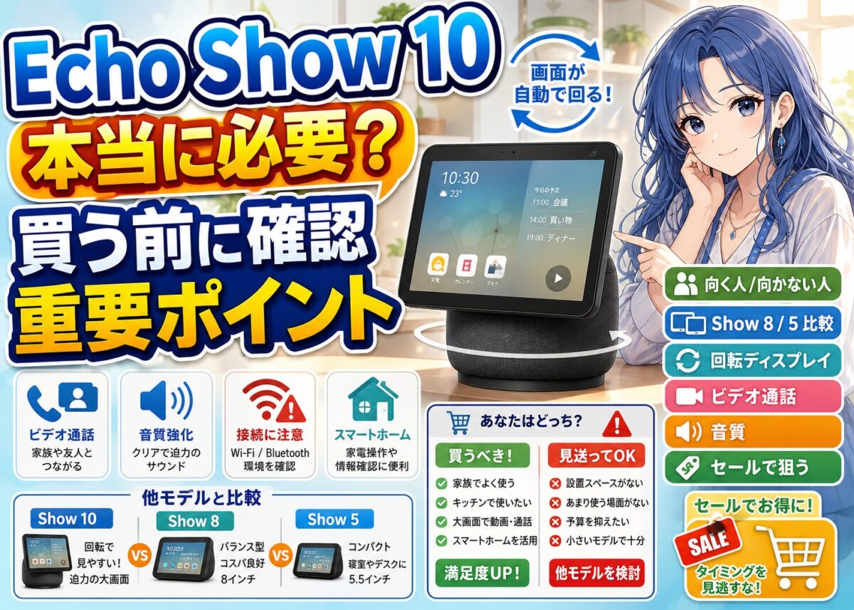 【実機購入レビュー】Echo Show 10を選んだ理由と5/8との違い