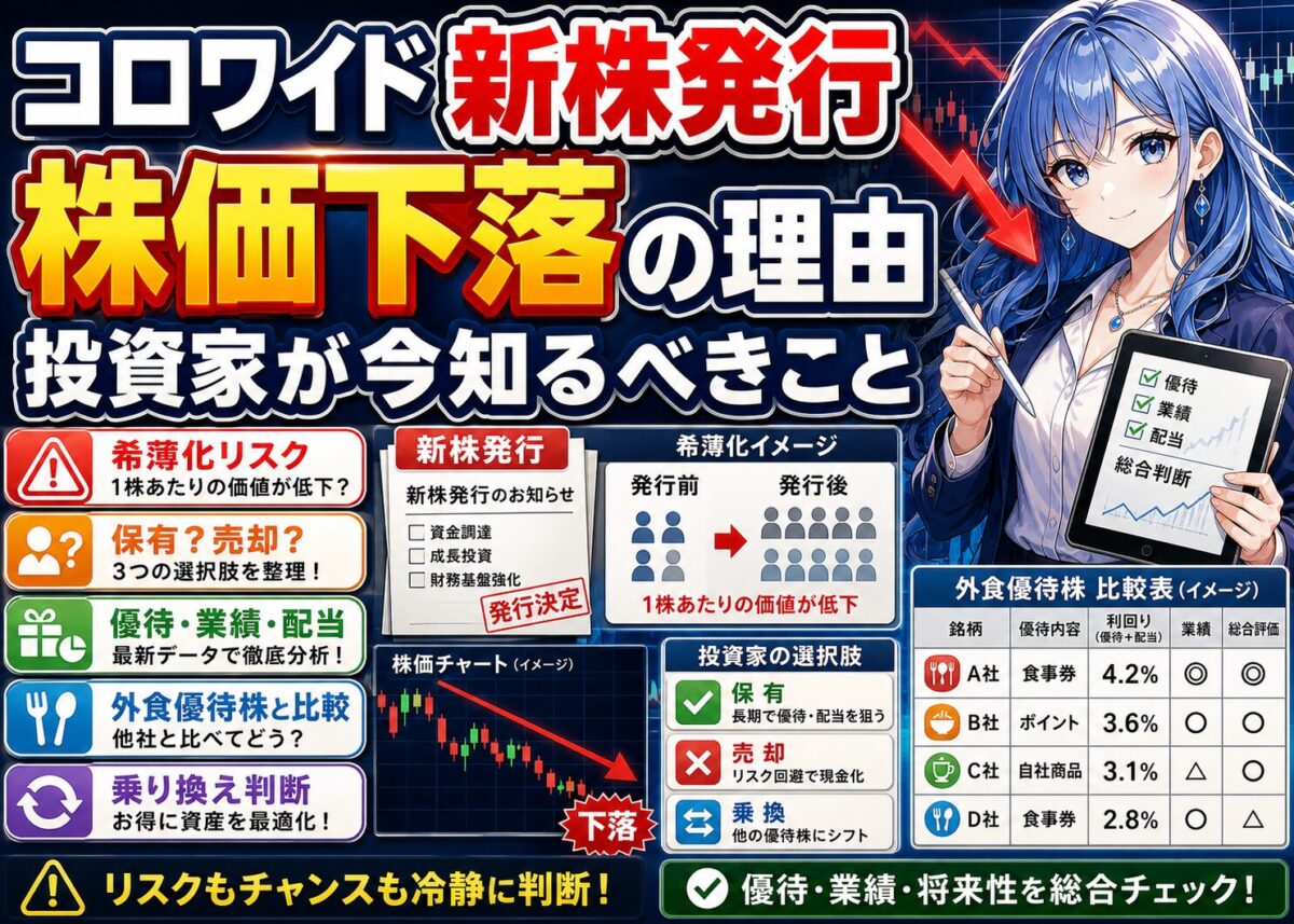 【コロワイド新株発行で株価下落】希薄化リスクと投資判断！