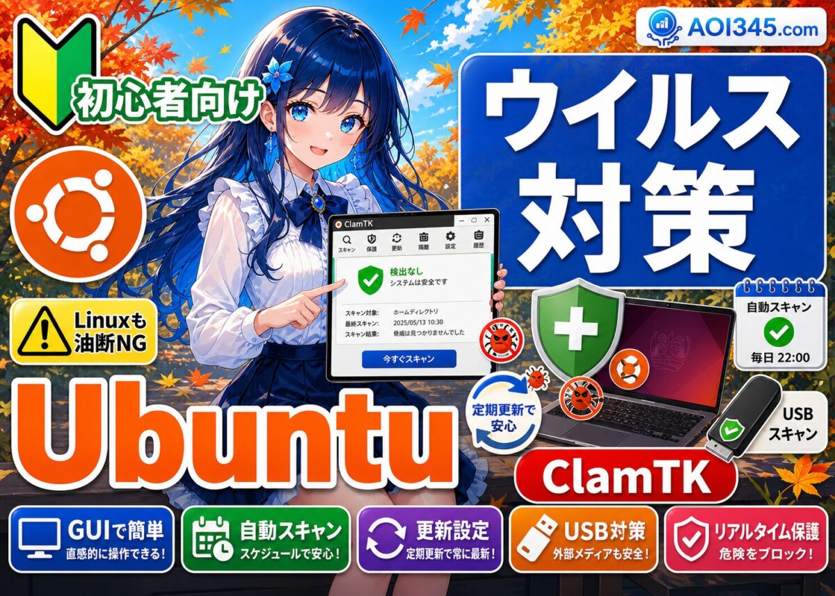 【初心者向け】Ubuntuウイルス対策!ClamTKセキュリティ強化