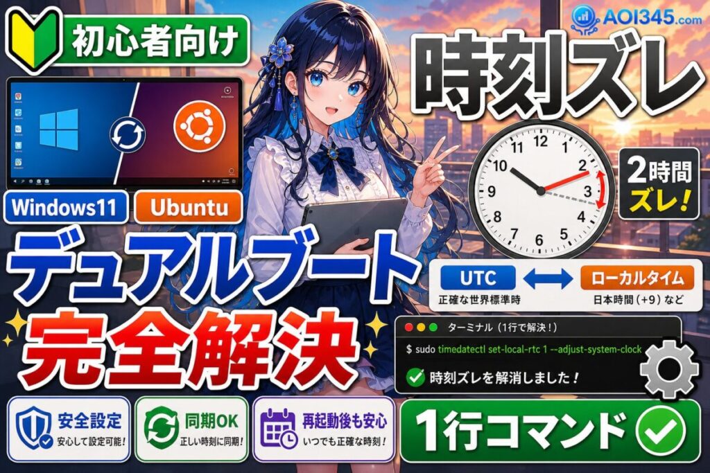 【時刻ズレ解消】UbuntuとWindows11デュアルブートコマンド
