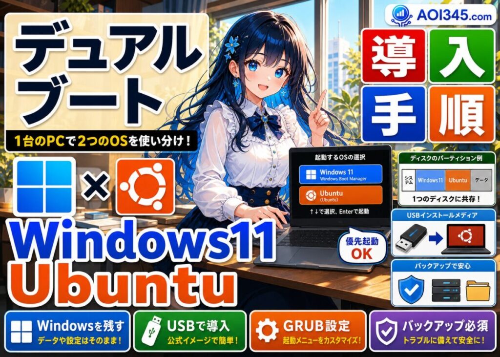 【デュアルブート】Windows 11/Ubuntu！簡単インストール手順