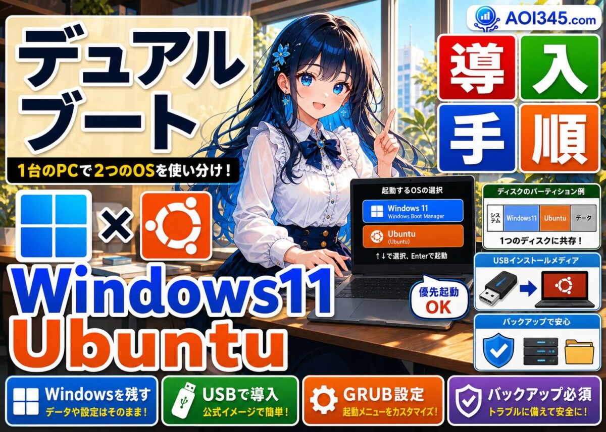 【デュアルブート】Windows 11/Ubuntu！簡単インストール手順