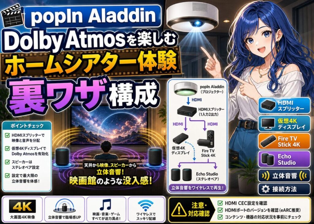 【Dolby Atmos対応】popInAladdinにスプリッター/仮想HDMI！