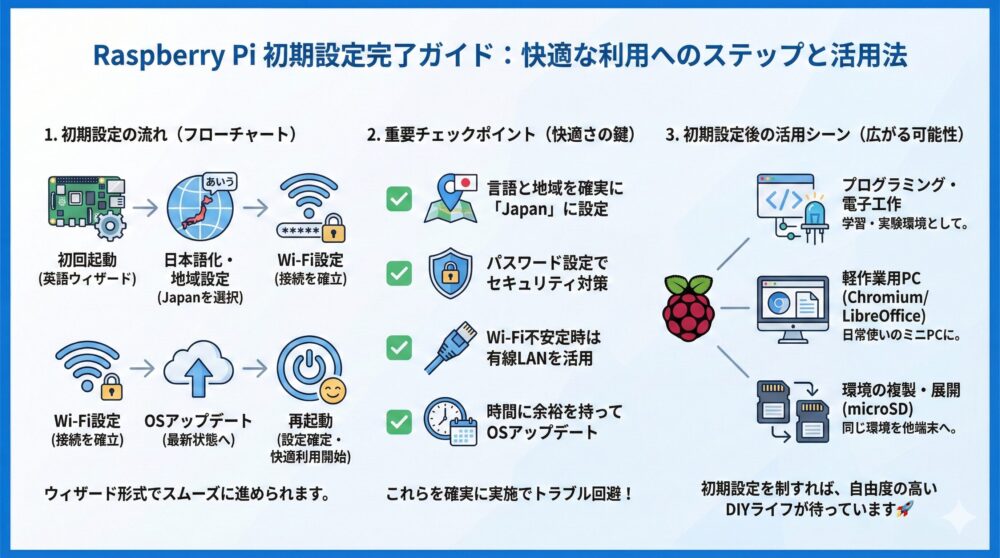 【まとめ】Raspberry Pi初期設定を終えて日本語環境で快適に開始しよう🚀