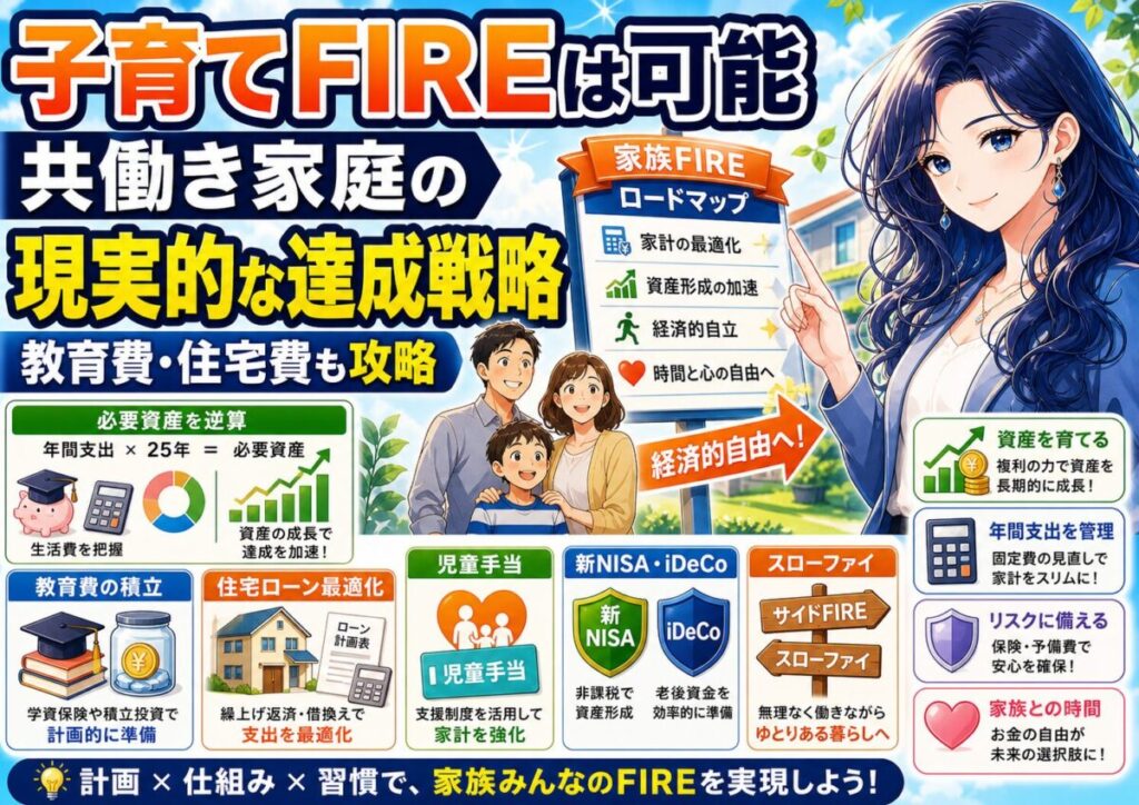 【子持ちFIRE】子育て中もFIRE可能な家族で目指す資産形成！