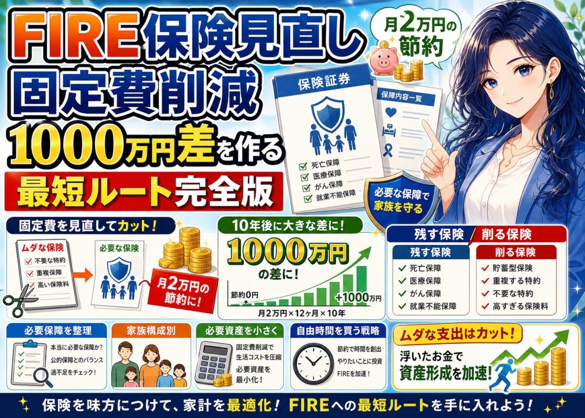 【FIREを早める節約】保険と固定費の見直しで1000万円削減