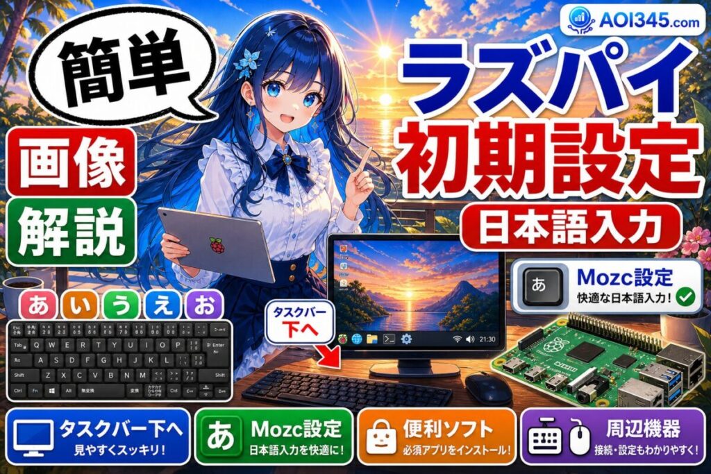 【写真手順】RaspberryPiで日本語入力/タスクバーのサイズ調整