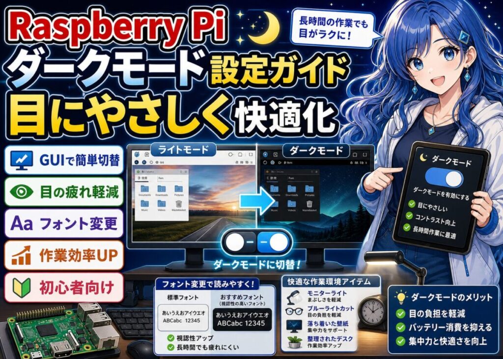 【目に優しい】Raspberry Piをダークモードに設定する方法！