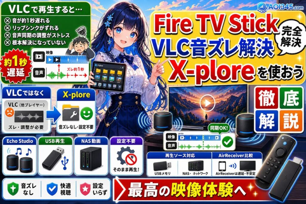 【解決】FireTVStick音ズレ！VLC遅延を防ぐmp4動画プレイヤー