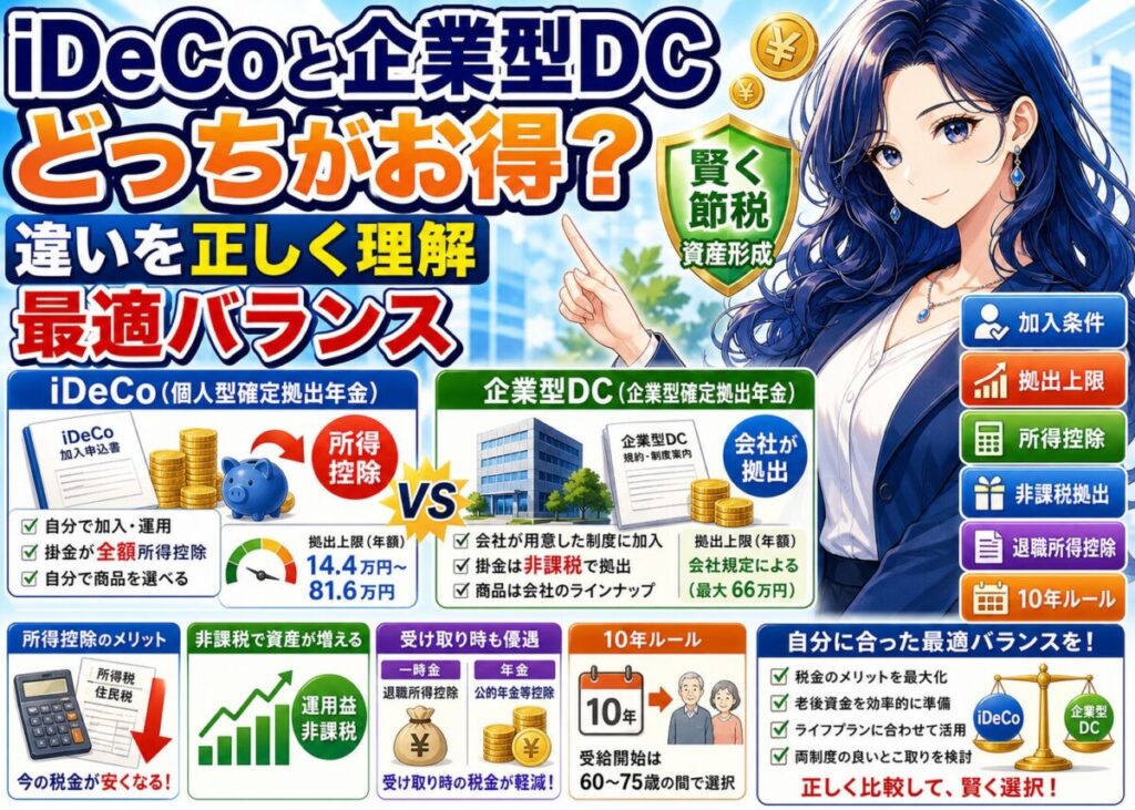 【併用できる】iDeCoと企業型確定拠出年金の違い/仕組み/節税