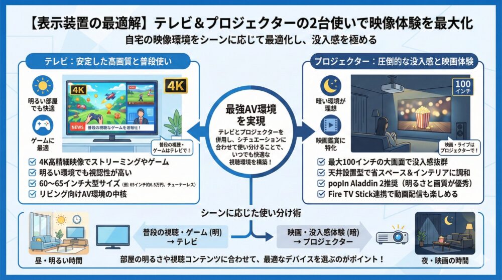 【表示装置の最適解】テレビ&プロジェクターの2台使いで映像体験を最大化