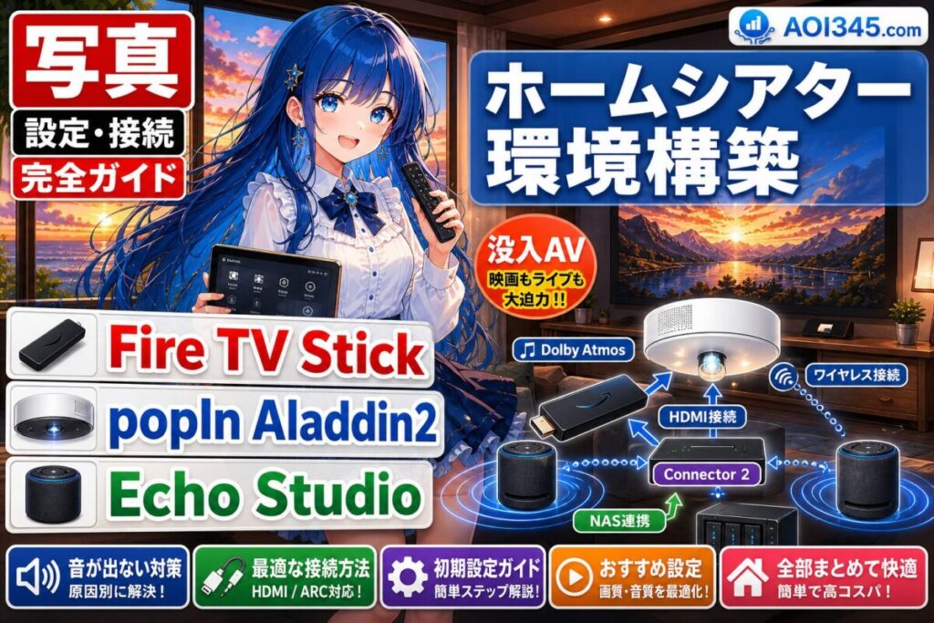 【図説】Fire TV Stick/popIn Aladdin2/Echo StudioのAV環境