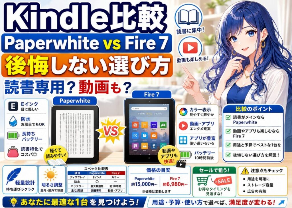【実機購入レビュー】電子リーダーKindle PaperwhiteとFire 7