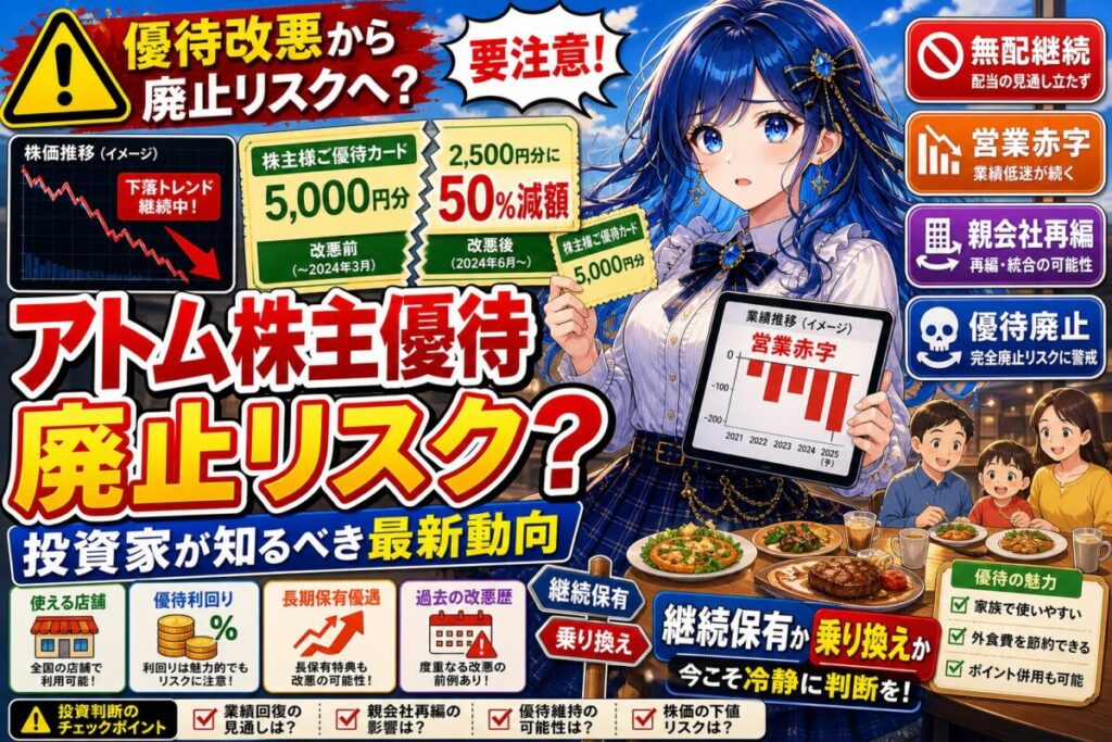 【知らないと危ない2025年】アトム株主優待の改悪/廃止リスク