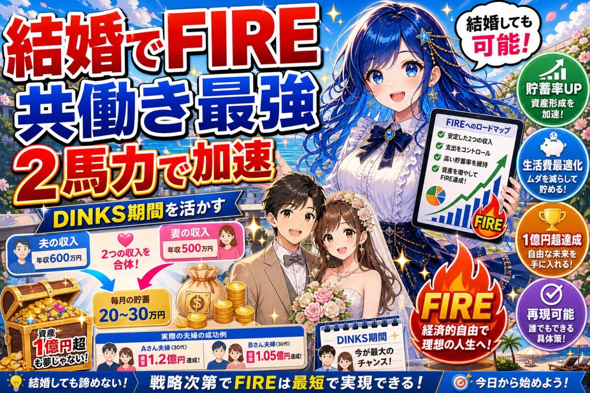 【結婚はFIRE近道】共働きでもFIRE！資産1.2億円を築いた戦略