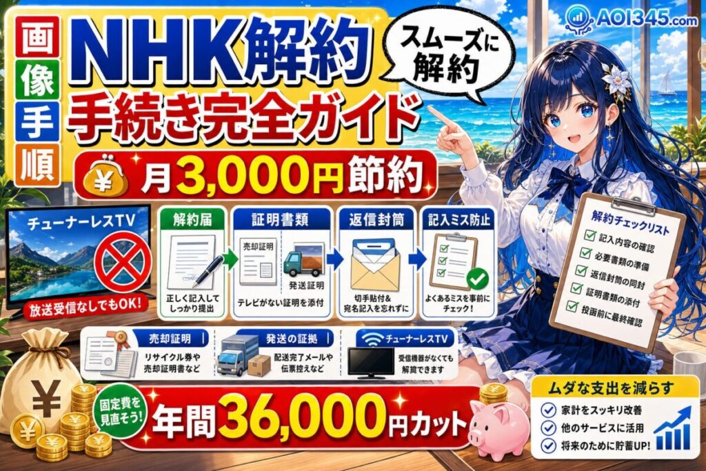 【画像付き手順】NHK解約で月3,000円をゼロにするステップ