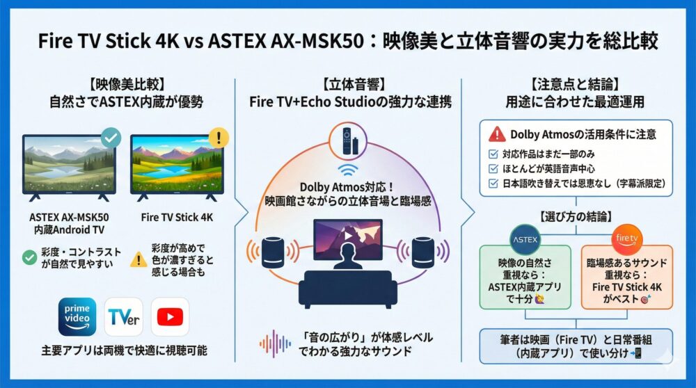 🎬【Fire TV Stick 4K×ASTEX AX-MSK50】映像美/立体音響の実力を比較
