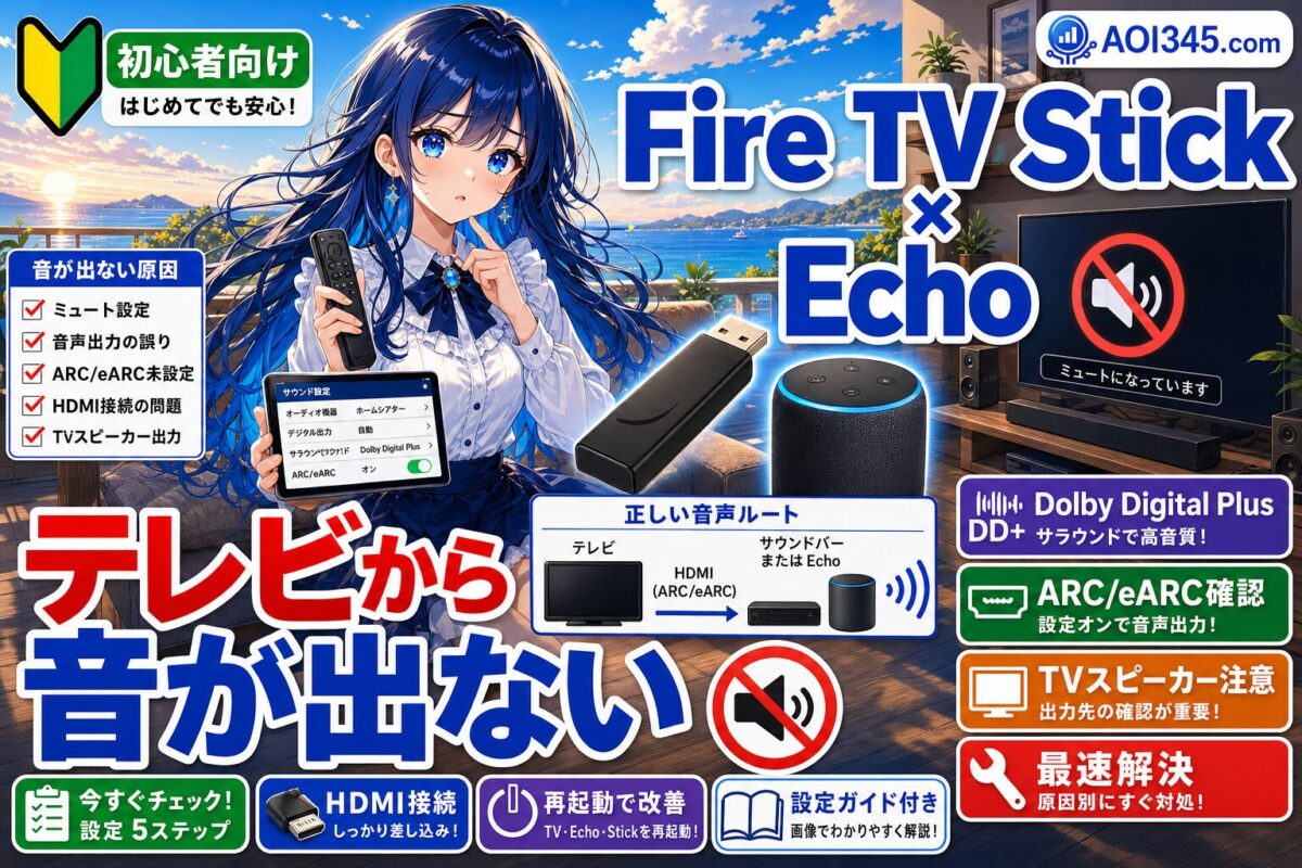 【対策2種】FireTV/Echoホームシアターでテレビから音が出ない