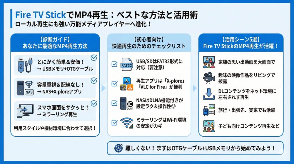 【まとめ】Fire TV StickでMP4動画を再生するベストな方法とトラブル対策