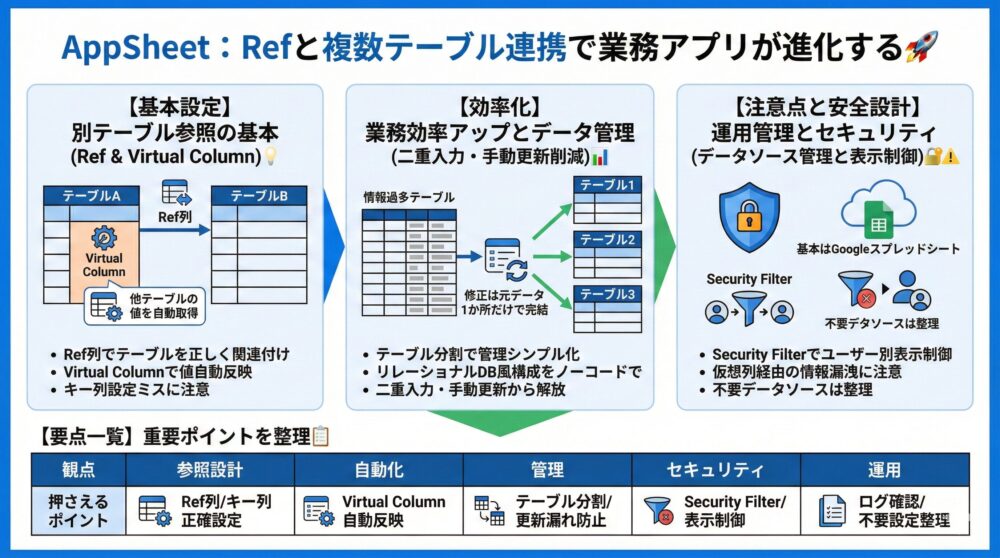 【まとめ】AppSheetのRefと複数テーブル連携で業務アプリが進化する🚀