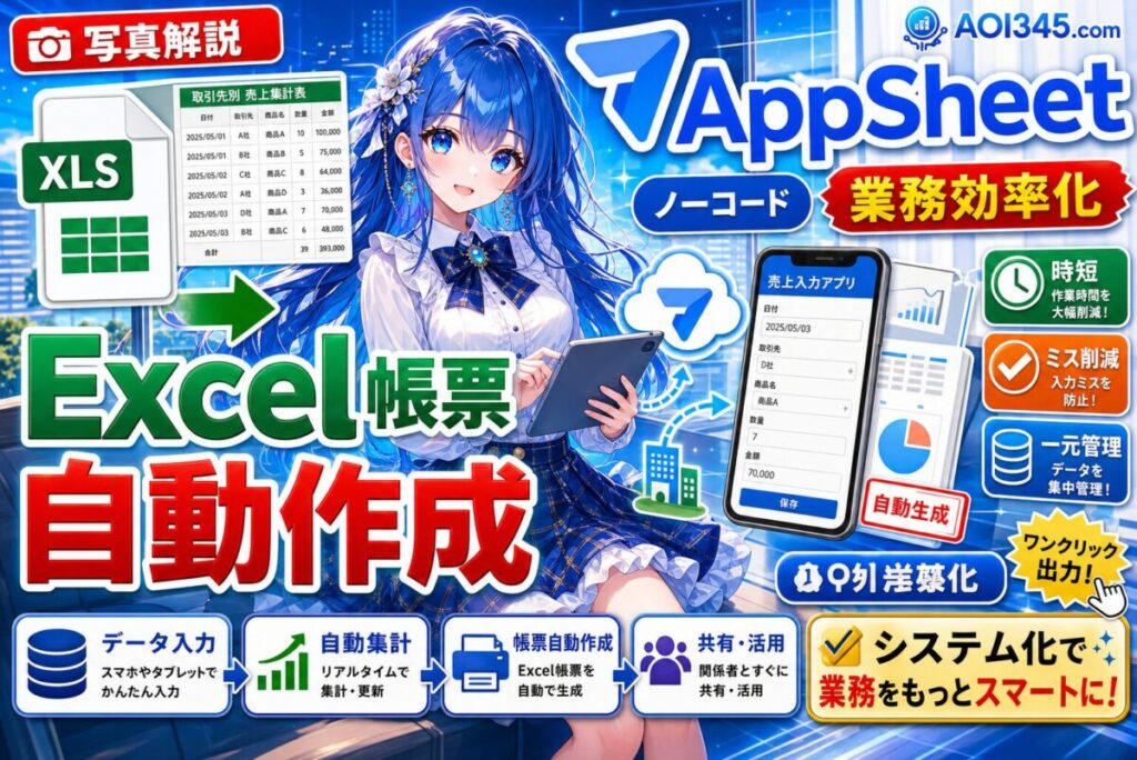 【写真で手順】劇的効率化！AppSheetでExcel帳票作成を自動化