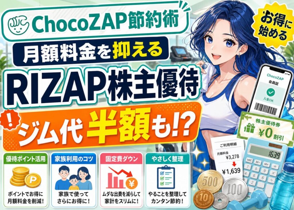 【ジム代が半額】ChocoZAP×RIZAP株主優待で月 約1600円