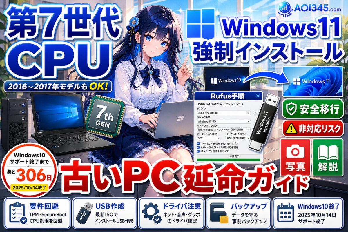 💻【Windows11強制インストール】第7世代CPUで安全移行する手順