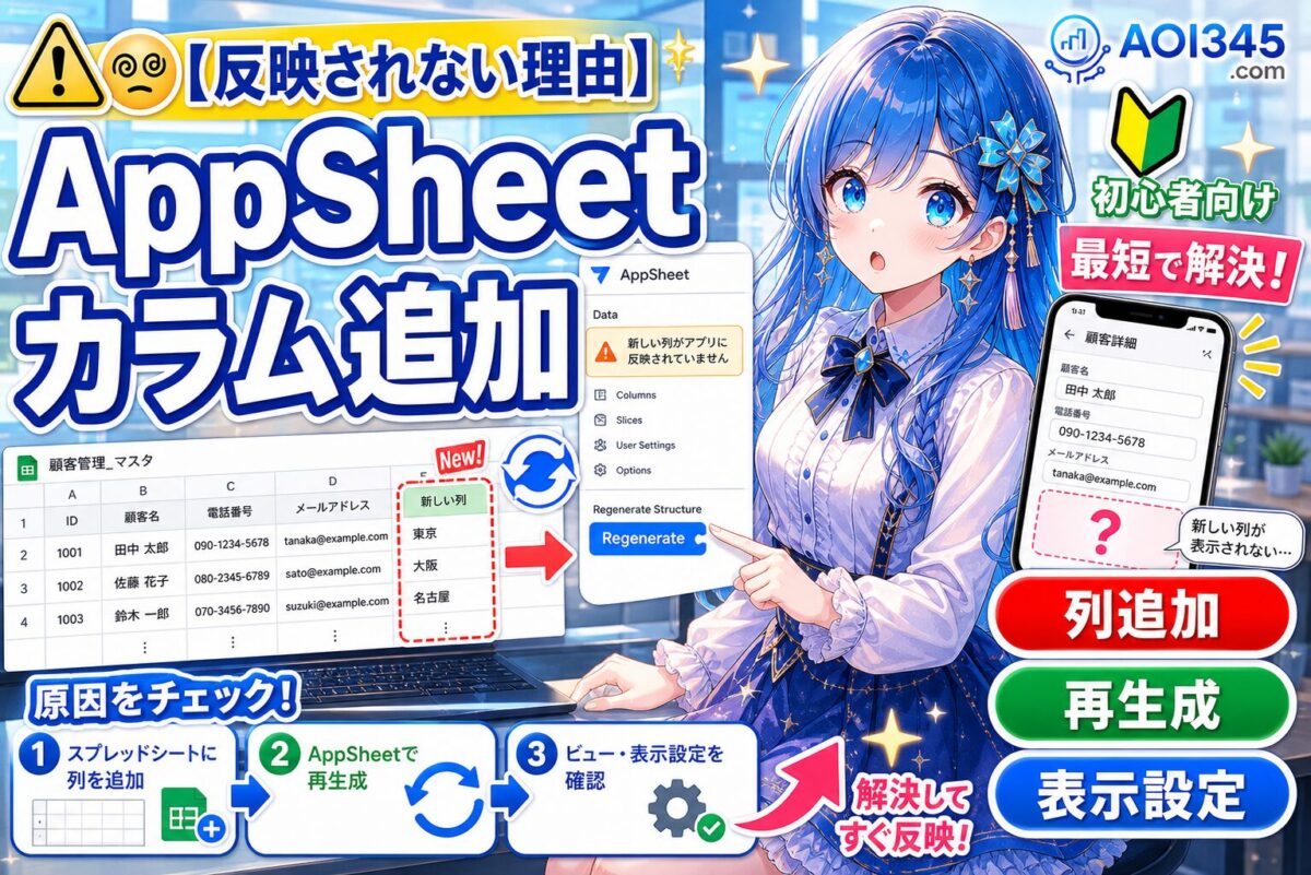 【写真で手順】AppSheetでカラム追加＆スプレッドシート連携