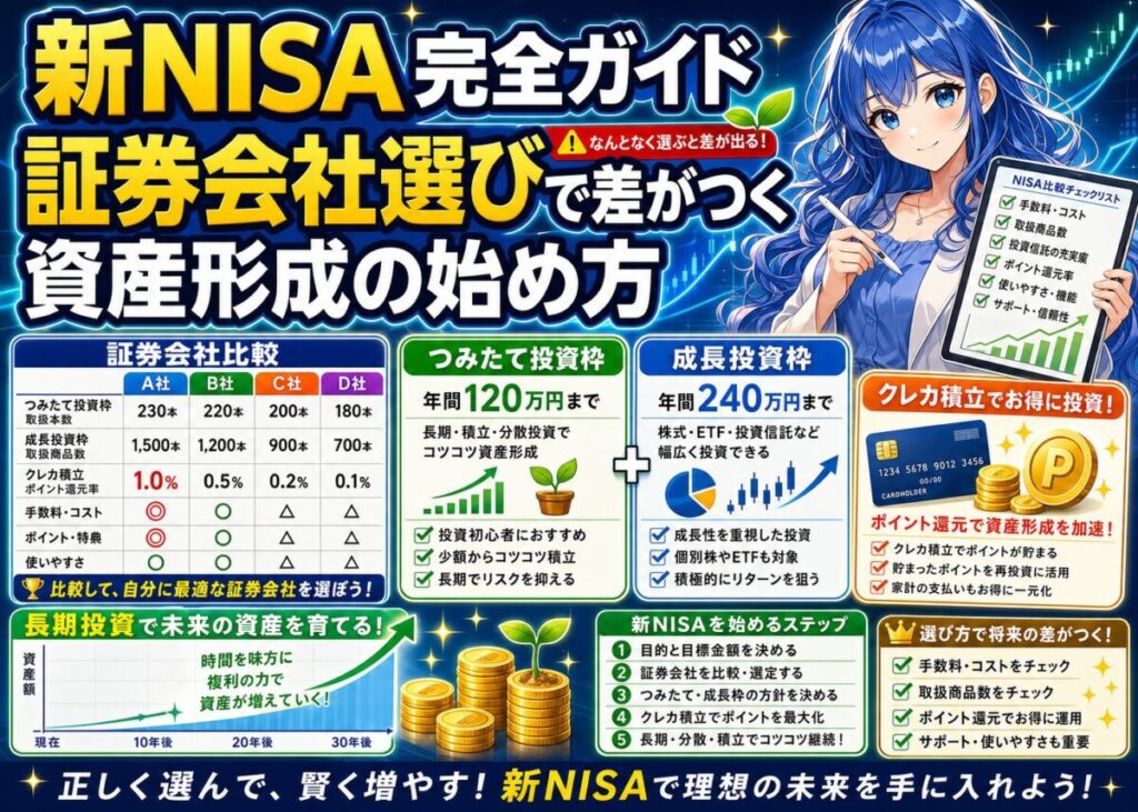 【最強証券会社】新NISAのおすすめ！クレカ積立/還元率/選び方
