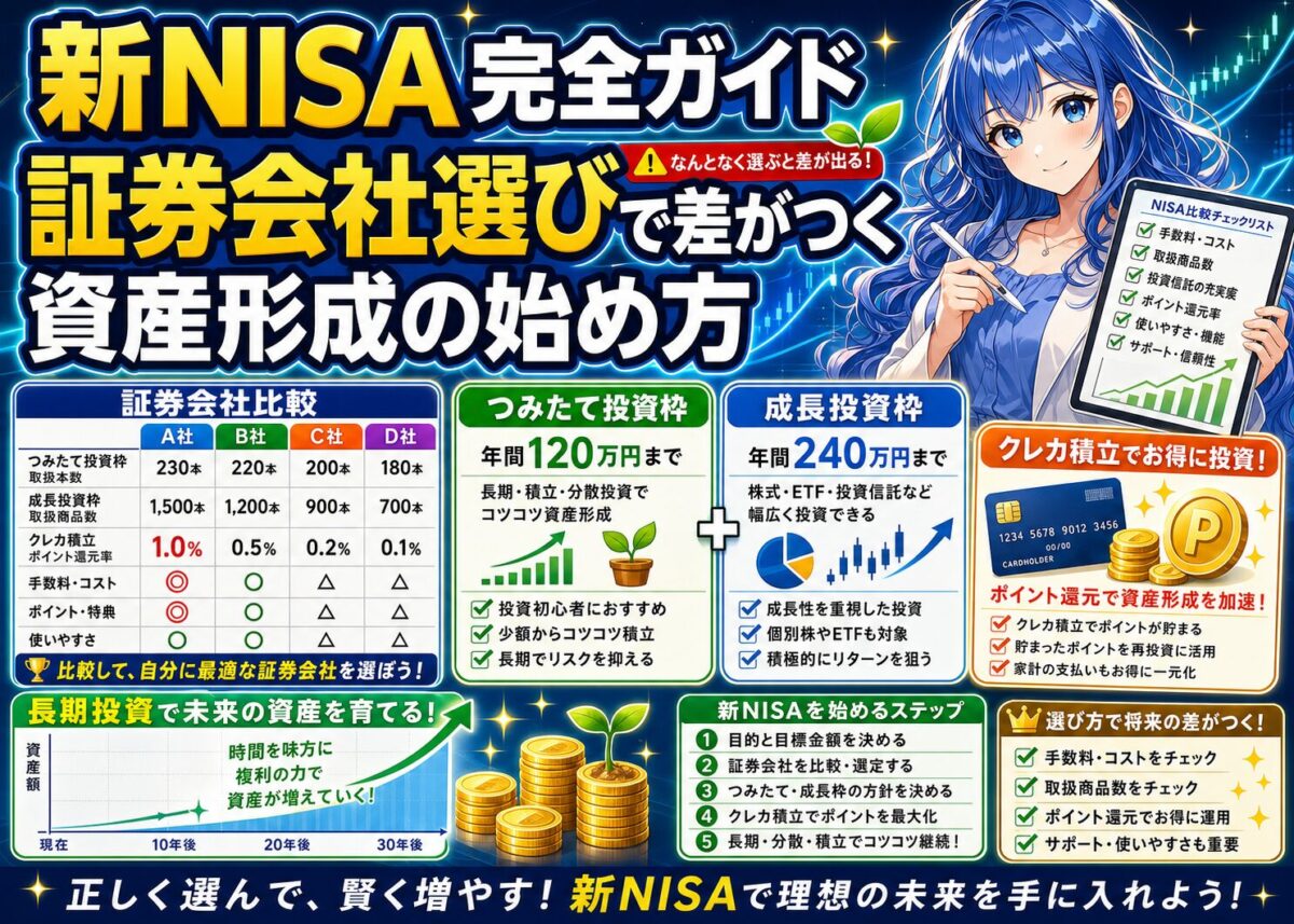 【最強証券会社】新NISAのおすすめ！クレカ積立/還元率/選び方
