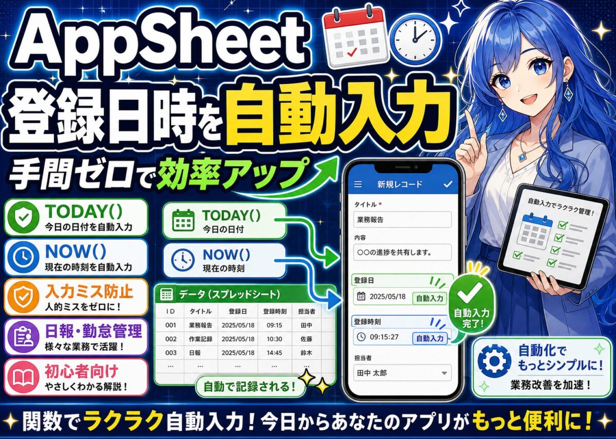 【写真手順】AppSheetで登録日時を自動設定!手間の削減方法
