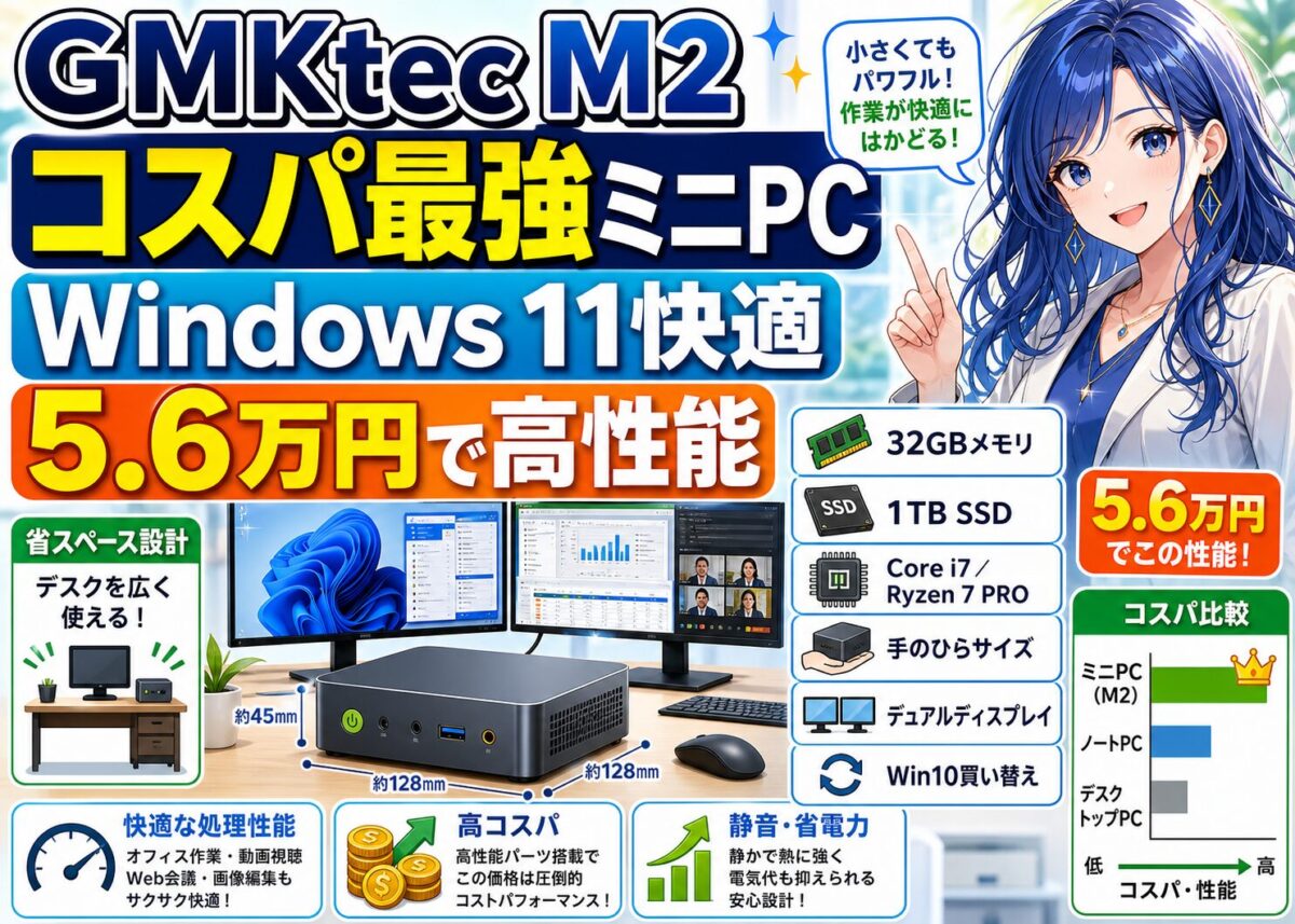【実機写真】超コンパクトGMKtecM2レビュー！Core i7/Ryzen7