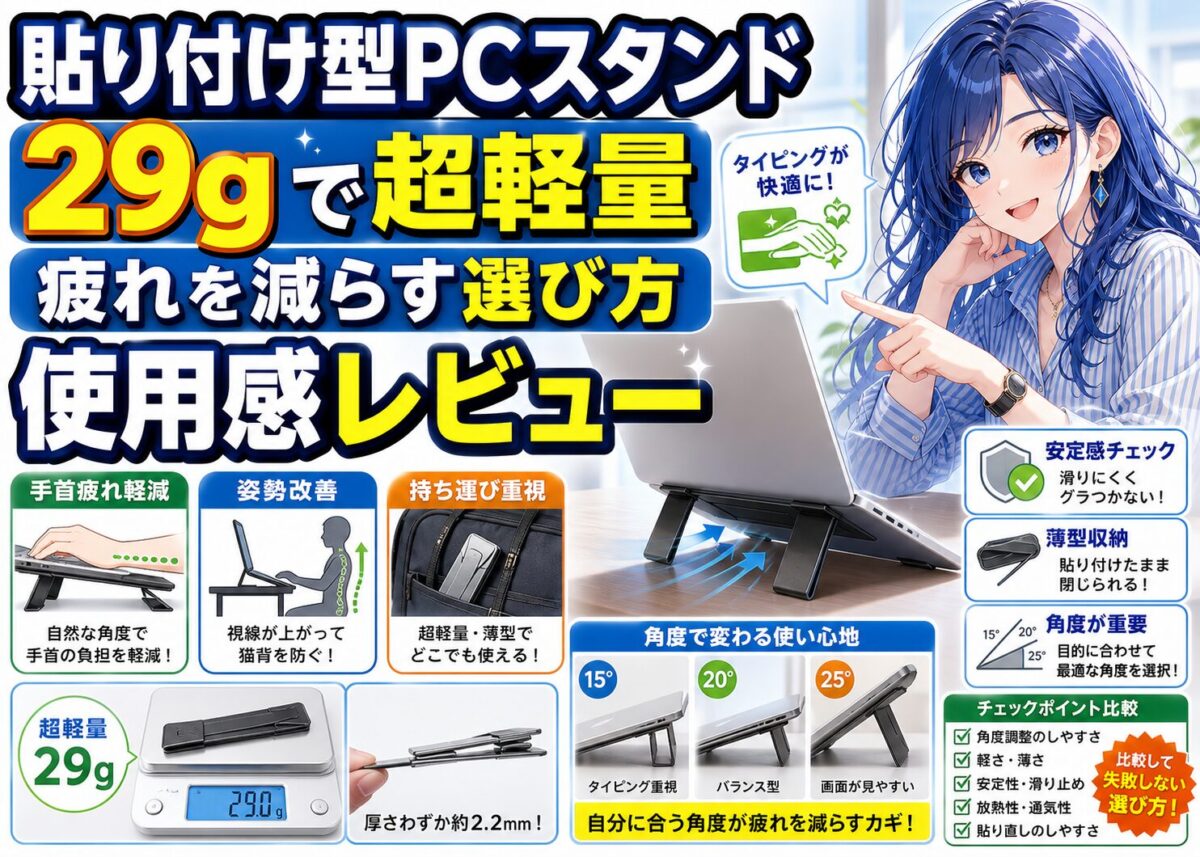 【2025年最新】貼り付け型ノートパソコンスタンドで疲れ軽減