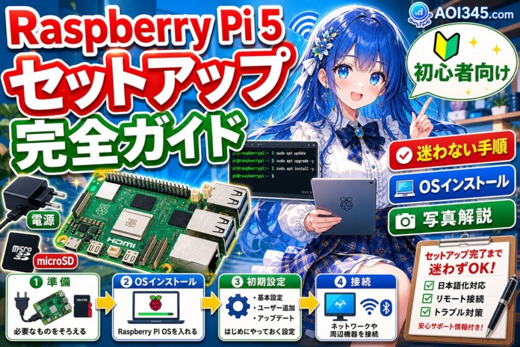 【初心者向け】Raspberry Pi 5のセットアップ手順と注意点
