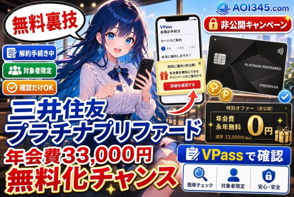 【無料にする裏技】三井住友プラチナプリファード年会費