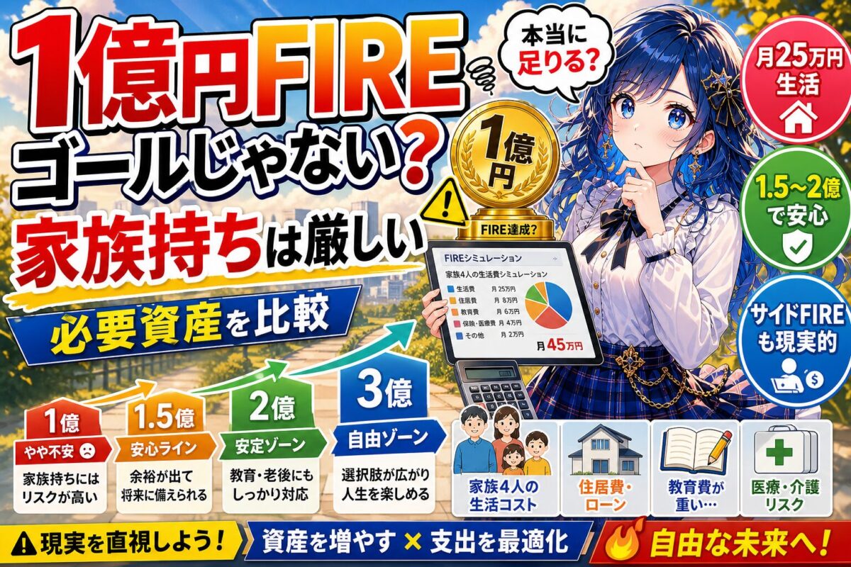【アフター資産1億】1億円でFIREは無理？いくらでFIRE可能？