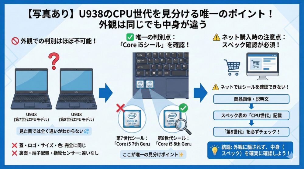 📸 【写真あり】U938のCPU世代を見分ける唯一のポイントはこれ！