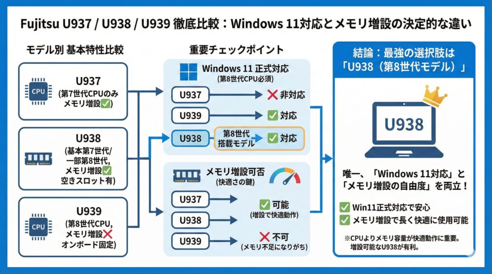 🥸 メモリ増設できるのはU938だけ！U939との違いをわかりやすく解説