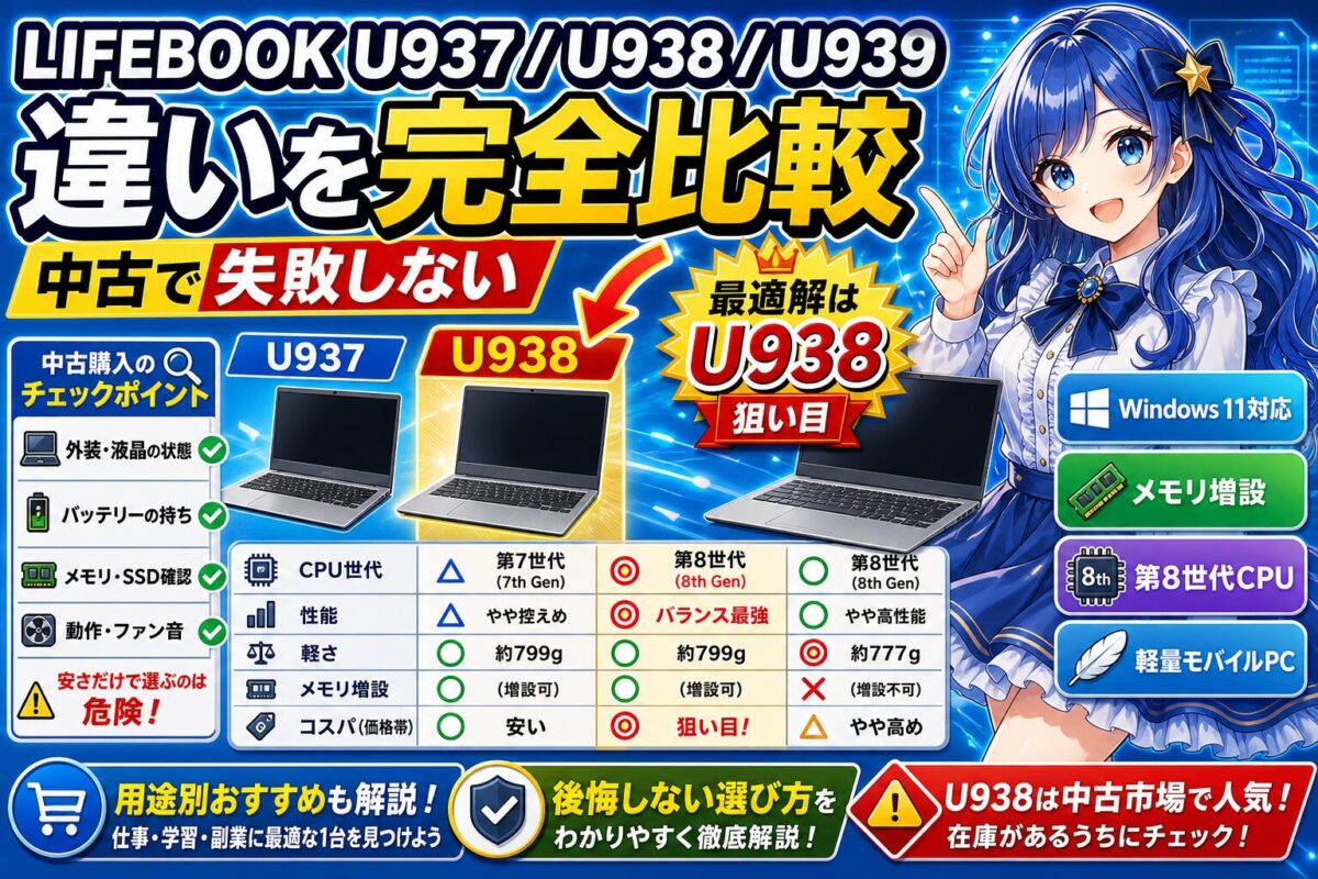 【写真＆スペック比較表】LIFEBOOK U937/U938/U939の違い