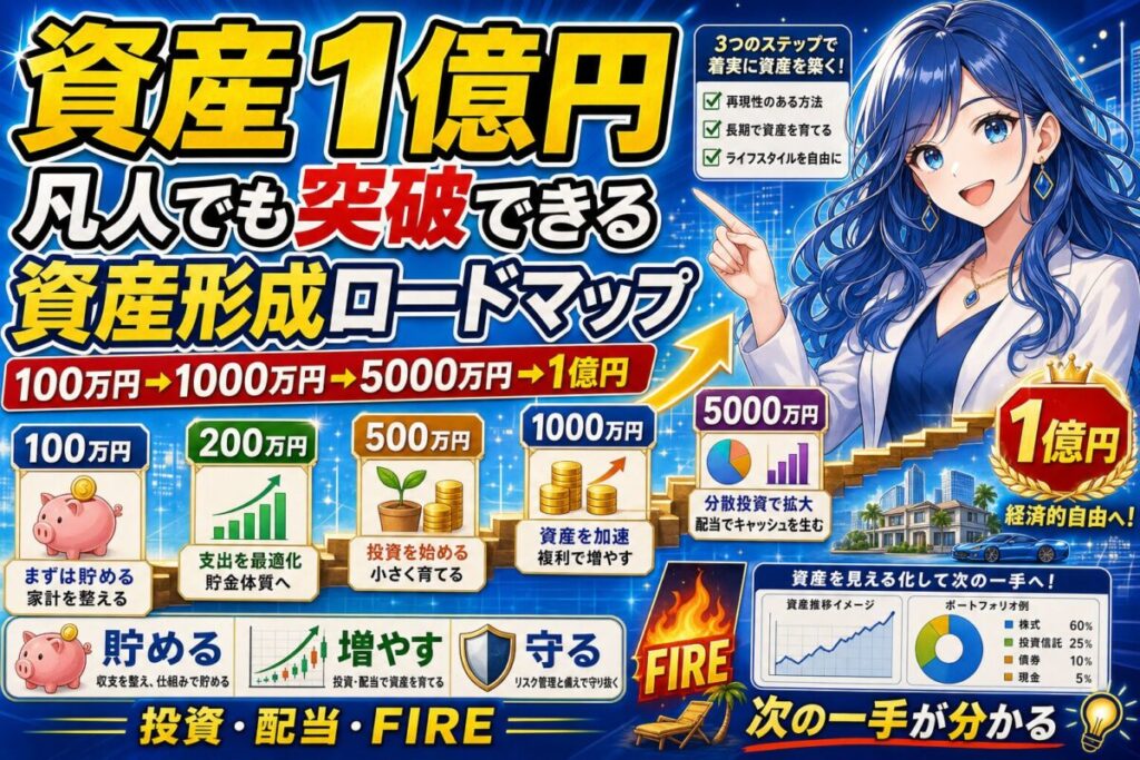 【資産1億ロードマップ】資産100万円から1億円の壁の突破方法