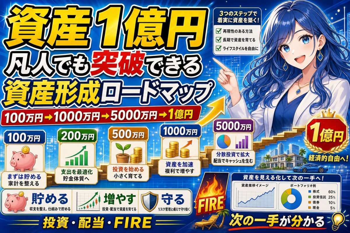【資産1億ロードマップ】資産100万円から1億円の壁の突破方法